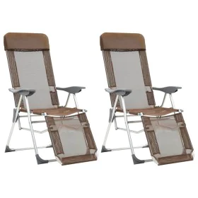 Folding camping chairs with footrest 2 pcs brown textilene by vidaXL, Garden chairs - Ref: Foro24-360148, Price: 148,19 €, Di...