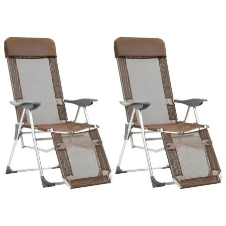 Faltbare Campingstühle mit Fußstütze 2 Stück Textilene Braun von vidaXL, Gartenstühle - Ref: Foro24-360148, Preis: 148,19 €, ...