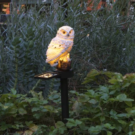 HI White owl-shaped garden solar lamp by HI, Outdoor lighting - Ref: Foro24-435246, Price: 19,66 €, Discount: %