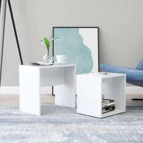 Juego de mesas de centro madera contrachapada blanco 48x30x45cm de vidaXL, Mesas de centro - Ref: Foro24-802885, Precio: 34,8...