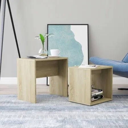 Set of oak-colored plywood coffee tables 48x30x45cm by vidaXL, Coffee table - Ref: Foro24-802888, Price: 33,88 €, Discount: %