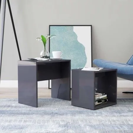 Glossy gray plywood center table set 48x30x45 cm by vidaXL, Coffee table - Ref: Foro24-802893, Price: 30,42 €, Discount: %