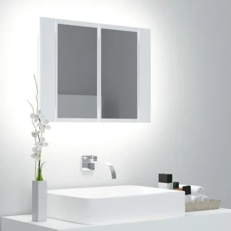 Bathroom mirror cabinet with LED light white acrylic 60x12x45 cm by vidaXL, bathroom vanities - Ref: Foro24-804956, Price: 50...