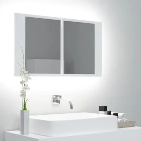 Bathroom mirror cabinet with LED light white acrylic 80x12x45 cm by vidaXL, bathroom vanities - Ref: Foro24-804964, Price: 56...