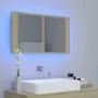 Armario espejo de baño LED acrílico roble Sonoma 80x12x45 cm de vidaXL, Tocadores de baño - Ref: Foro24-804967, Precio: 59,92...