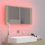 LED-Badezimmerspiegelschrank aus Sonoma-Eiche-Acryl, 80 x 12 x 45 cm von vidaXL, Badezimmerwaschtische - Ref: Foro24-804967, ...