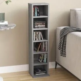 Sonoma gray plywood CD shelf 21x20x88 cm by vidaXL, CD and DVD storage - Ref: Foro24-815073, Price: 31,11 €, Discount: %