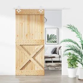 Sliding door with solid pine wood hardware 90x210 cm by vidaXL, Doors - Ref: Foro24-3203172, Price: 206,56 €, Discount: %