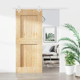 Schiebetür mit Beschlägen aus massivem Kiefernholz 80x210 cm von vidaXL, Türen - Ref: Foro24-3203166, Preis: 202,55 €, Rabatt: %