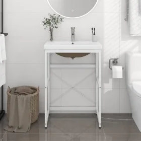 Bathroom structure with built-in white iron sink by vidaXL, bathroom vanities - Ref: Foro24-3101386, Price: 160,95 €, Discoun...