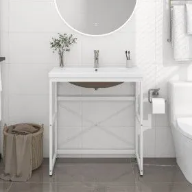 Badezimmerstruktur mit eingebautem Waschbecken aus weißem Eisen von vidaXL, Badezimmerwaschtische - Ref: Foro24-3101387, Prei...