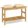 Tocador de baño madera maciza de teca con lavabos mármol crema de vidaXL, Tocadores de baño - Ref: Foro24-3096578, Precio: 46...
