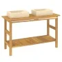 Tocador de baño madera maciza de teca con lavabos mármol crema de vidaXL, Tocadores de baño - Ref: Foro24-3096578, Precio: 46...
