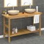 Tocador de baño madera maciza de teca con lavabos mármol crema de vidaXL, Tocadores de baño - Ref: Foro24-3096580, Precio: 44...