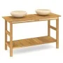Tocador de baño madera maciza de teca con lavabos mármol crema de vidaXL, Tocadores de baño - Ref: Foro24-3096580, Precio: 44...