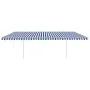 Automatic retractable awning with blue and white poles 6x3 m by vidaXL, Awnings - Ref: Foro24-3070006, Price: 651,33 €, Disco...