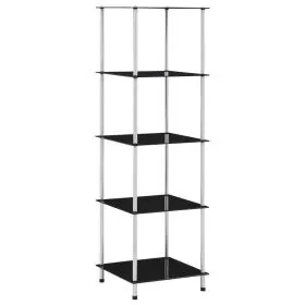 5-tier black tempered glass shelf 40x40x130 cm by vidaXL, Bookcases and shelves - Ref: Foro24-249511, Price: 54,72 €, Discoun...