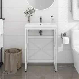 White iron washbasin structure 59x38x83 cm by vidaXL, bathroom vanities - Ref: Foro24-338497, Price: 55,81 €, Discount: %