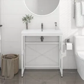 Weiße Waschbeckenstruktur aus Eisen, 79 x 38 x 83 cm von vidaXL, Badezimmerwaschtische - Ref: Foro24-338498, Preis: 54,05 €, ...