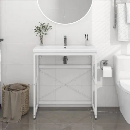 Weiße Waschbeckenstruktur aus Eisen, 79 x 38 x 83 cm von vidaXL, Badezimmerwaschtische - Ref: Foro24-338498, Preis: 54,05 €, ...