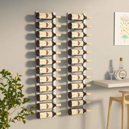 Wall wine rack for 12 bottles 2 units white iron by vidaXL, Wine racks - Ref: Foro24-340881, Price: 102,52 €, Discount: %