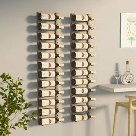 Wall wine rack for 12 bottles 2 units golden iron by vidaXL, Wine racks - Ref: Foro24-340882, Price: 83,07 €, Discount: %