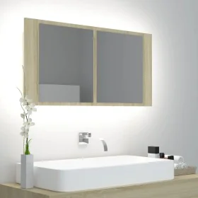 Sonoma Oak Acrylic LED Bathroom Mirror Cabinet 90x12x45 cm by vidaXL, bathroom vanities - Ref: Foro24-804975, Price: 48,99 €,...