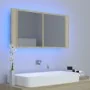 LED-Badezimmerspiegelschrank aus Sonoma-Eiche-Acryl, 90 x 12 x 45 cm von vidaXL, Badezimmerwaschtische - Ref: Foro24-804975, ...