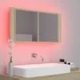 LED-Badezimmerspiegelschrank aus Sonoma-Eiche-Acryl, 90 x 12 x 45 cm von vidaXL, Badezimmerwaschtische - Ref: Foro24-804975, ...