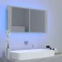 LED-Licht Badezimmerspiegelschrank aus Acryl in Betongrau 90x12x45 cm von vidaXL, Badezimmerwaschtische - Ref: Foro24-804976,...