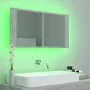 LED-Licht Badezimmerspiegelschrank aus Acryl in Betongrau 90x12x45 cm von vidaXL, Badezimmerwaschtische - Ref: Foro24-804976,...