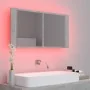 LED-Licht Badezimmerspiegelschrank aus Acryl in Betongrau 90x12x45 cm von vidaXL, Badezimmerwaschtische - Ref: Foro24-804976,...