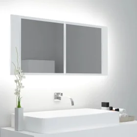 Bathroom mirror cabinet with LED light white acrylic 100x12x45 cm by vidaXL, bathroom vanities - Ref: Foro24-804980, Price: 6...