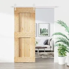 Sliding door with solid pine wood hardware 80x210 cm by vidaXL, Doors - Ref: Foro24-3203220, Price: 198,98 €, Discount: %