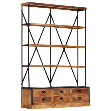 4-tier shelving unit with 6 mango wood drawers 122x36x181 cm by vidaXL, Bookcases and shelves - Ref: Foro24-284423, Price: 50...