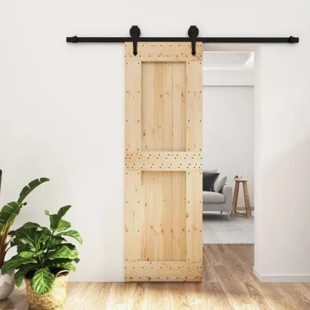Sliding door with solid pine wood hardware 70x210 cm by vidaXL, Doors - Ref: Foro24-3203236, Price: 158,96 €, Discount: %