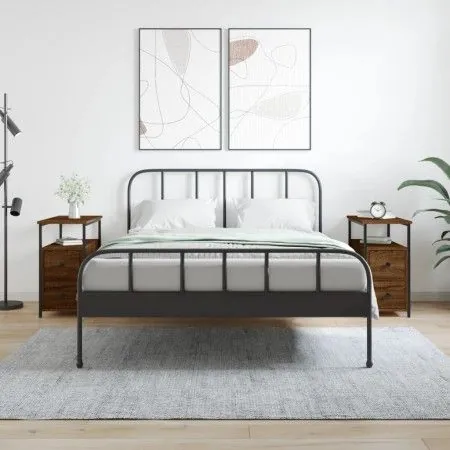 Mesitas noche 2 uds madera ingeniería marrón roble 30x60x60 cm de vidaXL, Mesitas de noche - Ref: Foro24-826072, Precio: 89,3...