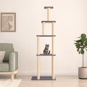 Rascador para gatos con postes de sisal gris oscuro 183 cm de vidaXL, Mobiliario para gatos - Ref: Foro24-171746, Precio: 77,...