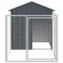 Doghouse with corral gray galvanized steel 117x201x123 cm by vidaXL, Dog kennels - Ref: Foro24-172351, Price: 224,96 €, Disco...