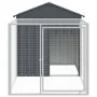 Chicken cage with corral gray galvanized steel 117x201x123 cm by vidaXL, Cages and habitats for small animals - Ref: Foro24-1...