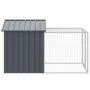 Chicken cage with corral gray galvanized steel 117x201x123 cm by vidaXL, Cages and habitats for small animals - Ref: Foro24-1...