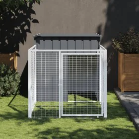Doghouse with corral gray galvanized steel 110x201x110 cm by vidaXL, Dog kennels - Ref: Foro24-172357, Price: 195,90 €, Disco...