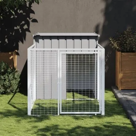 Peroos corral shed light gray galvanized steel 110x201x110cm by vidaXL, Dog kennels - Ref: Foro24-172358, Price: 186,65 €, Di...