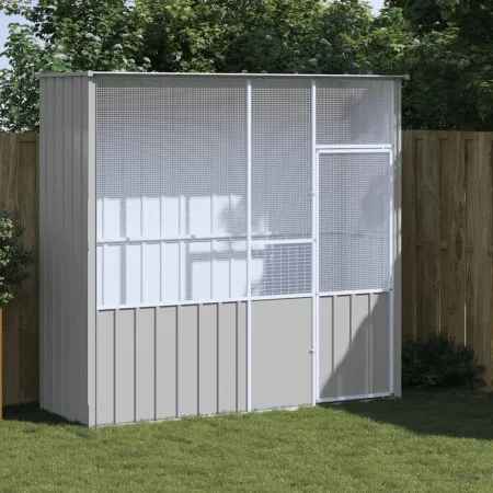 Grauer Vogelkäfig aus verzinktem Stahl, 215 x 78 x 200 cm von vidaXL, Füße und Vogelkäfige - Ref: Foro24-172345, Preis: 341,1...