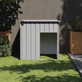 Hundehütte mit Dach aus verzinktem Stahl in hellgrau 110x103x109cm von vidaXL, Hundehütten - Ref: Foro24-172356, Preis: 119,2...