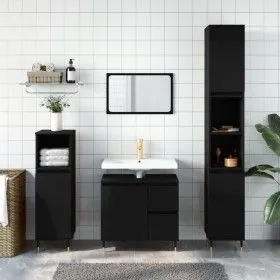 Juego de muebles de baño 3 pzas madera contrachapada negro de vidaXL, Muebles de baño - Ref: Foro24-3190214, Precio: 182,72 €...