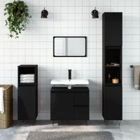 Black plywood 3-piece bathroom furniture set by vidaXL, Bathroom furniture - Ref: Foro24-3190222, Price: 197,11 €, Discount: %