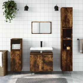 3-piece bathroom furniture set smoked oak plywood by vidaXL, Bathroom furniture - Ref: Foro24-3190226, Price: 188,75 €, Disco...