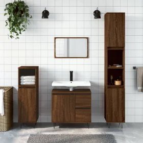 3-teiliges Badezimmermöbel-Set aus braunem Eichensperrholz von vidaXL, Badezimmermöbel - Ref: Foro24-3190228, Preis: 204,85 €...