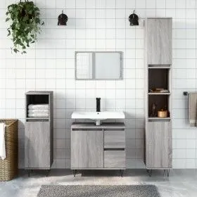 3-teiliges Badezimmermöbelset aus grauem Sonoma-Sperrholz von vidaXL, Badezimmermöbel - Ref: Foro24-3190227, Preis: 187,86 €,...